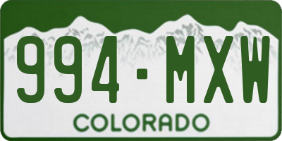 CO license plate 994MXW