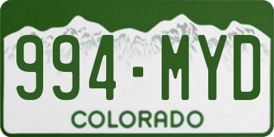 CO license plate 994MYD