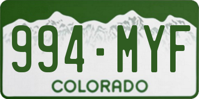 CO license plate 994MYF