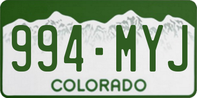 CO license plate 994MYJ