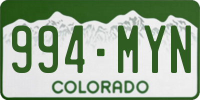 CO license plate 994MYN