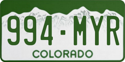 CO license plate 994MYR