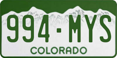 CO license plate 994MYS