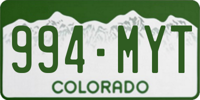 CO license plate 994MYT