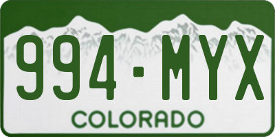 CO license plate 994MYX