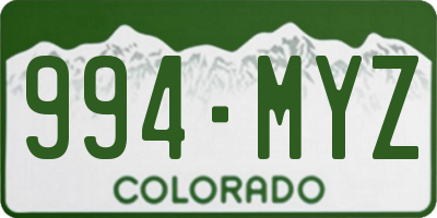 CO license plate 994MYZ