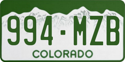 CO license plate 994MZB
