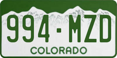 CO license plate 994MZD