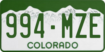 CO license plate 994MZE