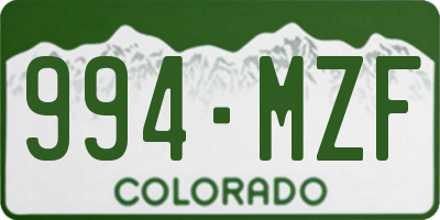 CO license plate 994MZF