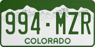 CO license plate 994MZR