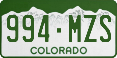 CO license plate 994MZS