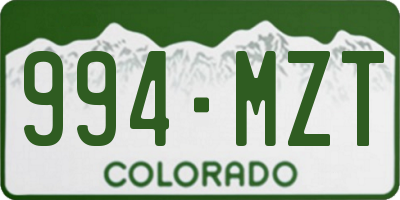CO license plate 994MZT