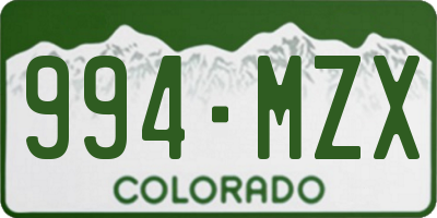 CO license plate 994MZX