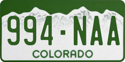 CO license plate 994NAA