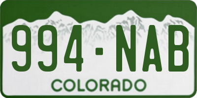 CO license plate 994NAB