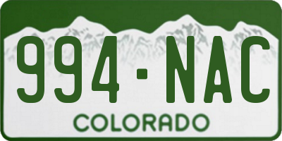 CO license plate 994NAC