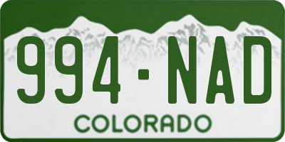 CO license plate 994NAD
