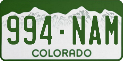 CO license plate 994NAM