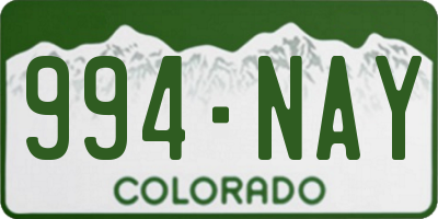 CO license plate 994NAY