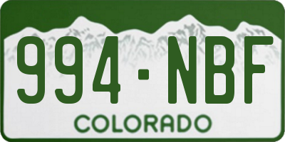 CO license plate 994NBF