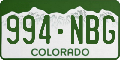 CO license plate 994NBG