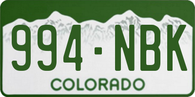 CO license plate 994NBK