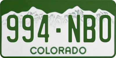 CO license plate 994NBO