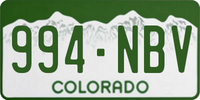 CO license plate 994NBV