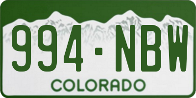 CO license plate 994NBW