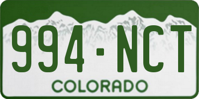 CO license plate 994NCT