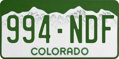 CO license plate 994NDF