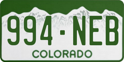 CO license plate 994NEB