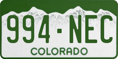 CO license plate 994NEC