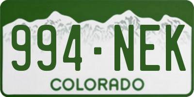CO license plate 994NEK