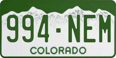 CO license plate 994NEM