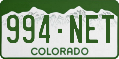 CO license plate 994NET