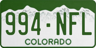 CO license plate 994NFL