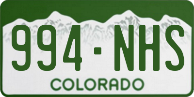 CO license plate 994NHS