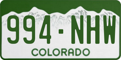 CO license plate 994NHW