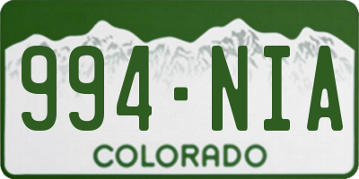 CO license plate 994NIA