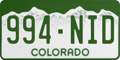 CO license plate 994NID