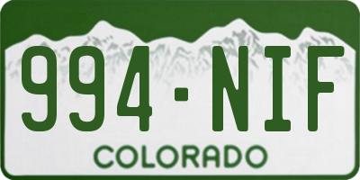 CO license plate 994NIF