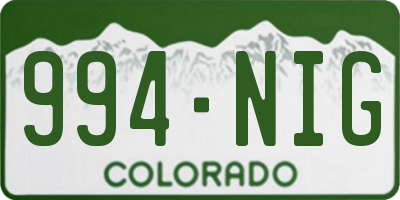 CO license plate 994NIG