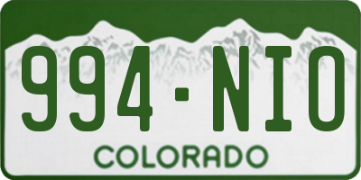 CO license plate 994NIO
