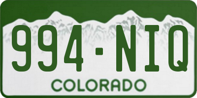 CO license plate 994NIQ
