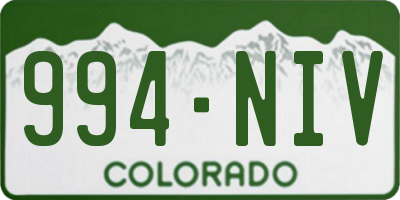 CO license plate 994NIV