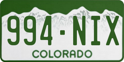 CO license plate 994NIX