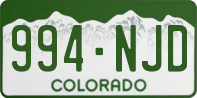 CO license plate 994NJD