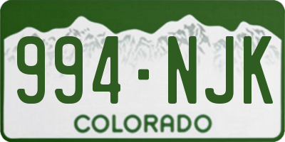 CO license plate 994NJK